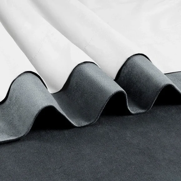 NWT 25x120” Distance Blue Grey Exclusive Fabrics Pleated Blackout Velvet Curtain
